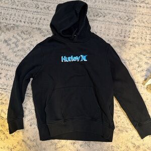Hurley Black Hoodie with Vibrant Blue Logo